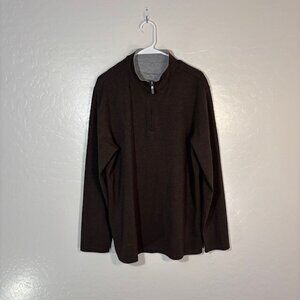 Mizzen and Main Sweater Mens Large 1/4 Zip Pullover Brown Casual
